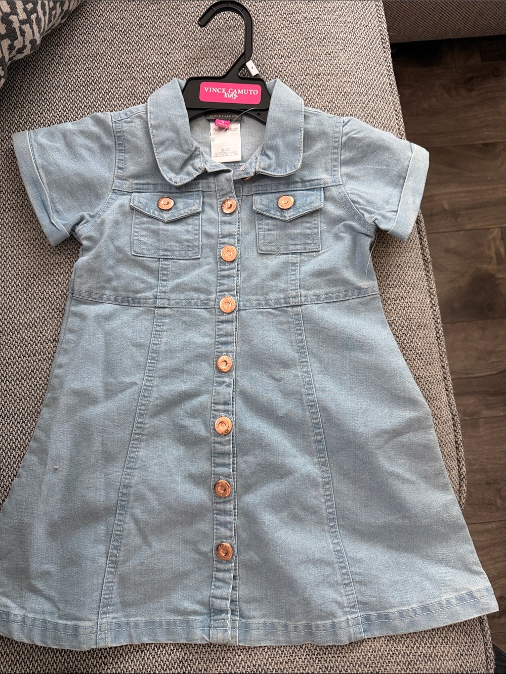 Vince Camuto Light Blue Denim Button-Front Kids Dress